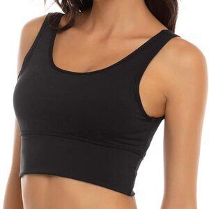 FORLAND Black Crop Top Longline Sports Bra High Support Small